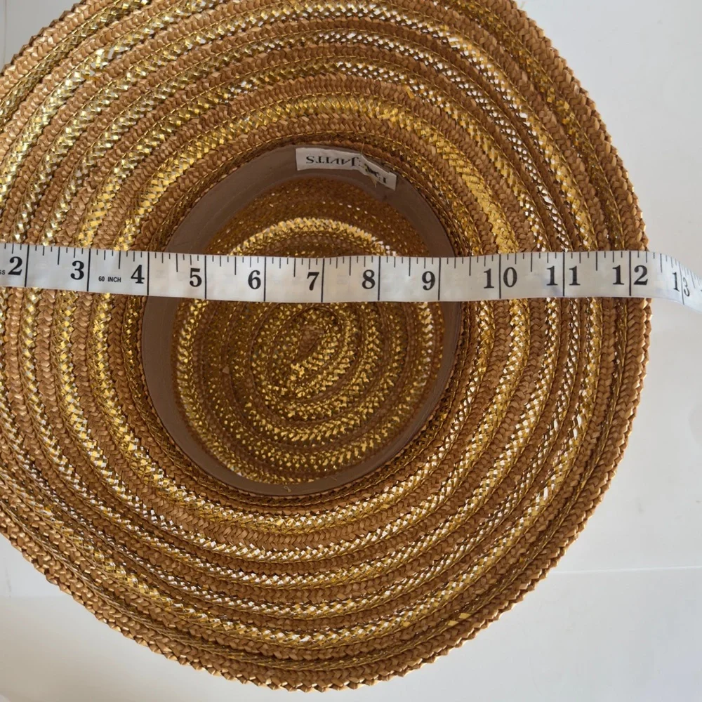 Eric Javits Gold Metallic Straw Bow Cloche Bucket Hat - Picture 8 of 8